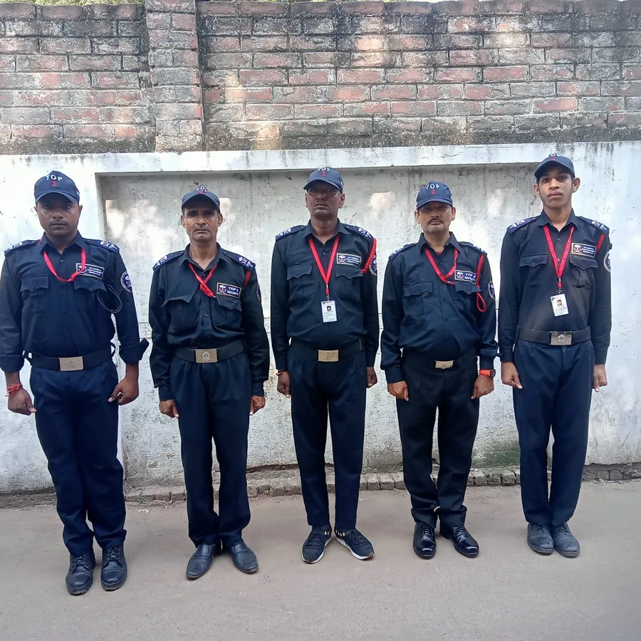 Five TOP2 Security guards in uniform